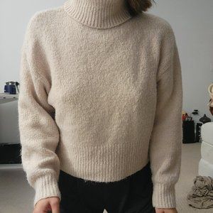 H&M Premium Cream Color Wool Alpaca Mix Turtleneck Sweater (Fits like S )